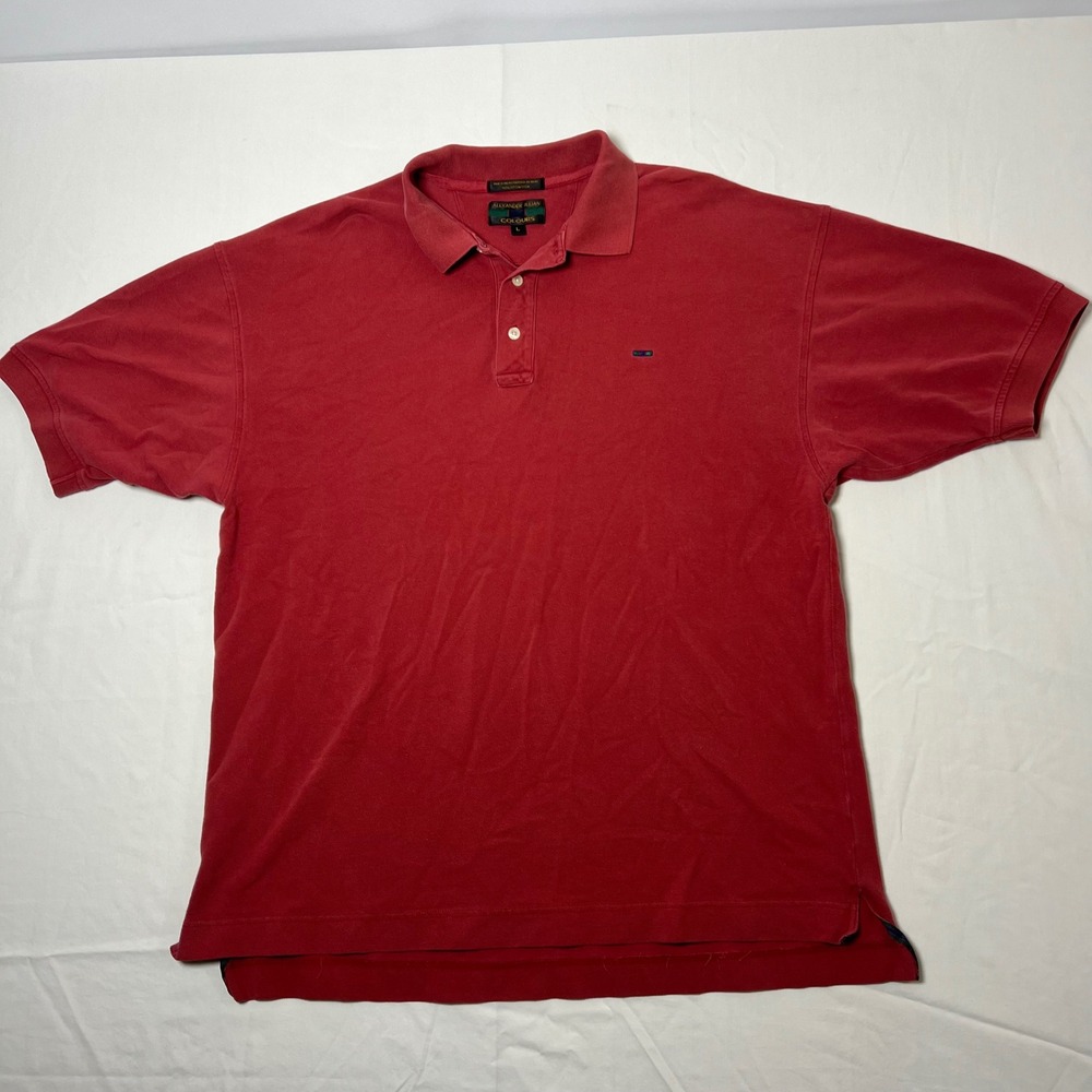 VTG Alexander Julian Colours Mens Red Cotton Pique Short Sleeve Polo Shirt Large